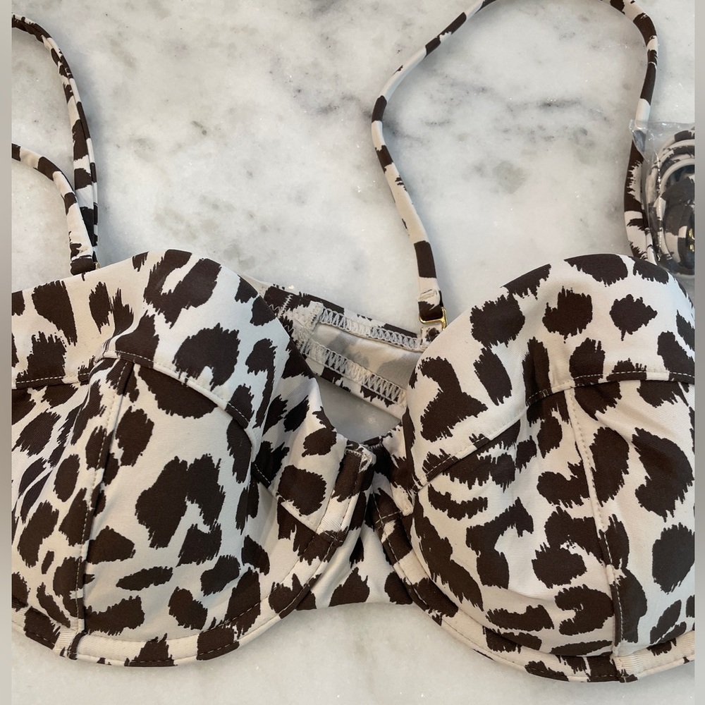 NWT J.Crew bikini top leopard size 34B